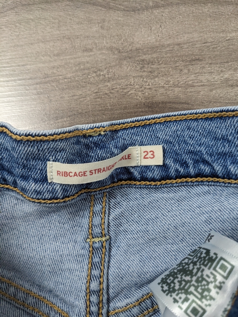 Levi's Women's Jeans Ribcage Straight Ankle Size 23 L27 Blue Cotton Blend - Picture 6 of 14